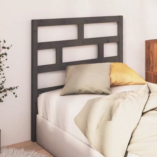 Berkfield Home Grey Rustic Solid Pine Wood Bed Headboard W/D/H: 106 x 4 x 100 cm