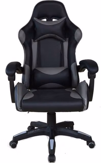 Groundlevel Grey Executive Racing Style Gaming and Office Chair with Synthetic Leather and Headrest