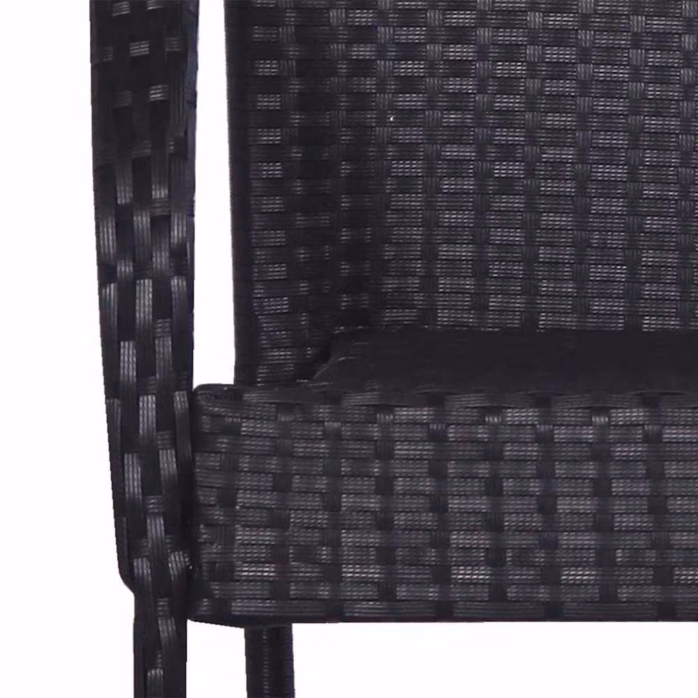 Berkfield Home Set of 2 Stackable Outdoor Chairs in Black Poly Rattan and Steel – 5