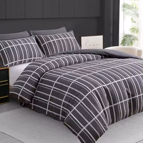 Pamposh King Size Reversible Duvet Cover Set in Anthracite Grey, 3-Piece Premium Brushed Microfibre Bedding Set with Zipper Closure, Duvet Cover 180 x 200 cm and Pillowcases 50 x 75 cm – 1