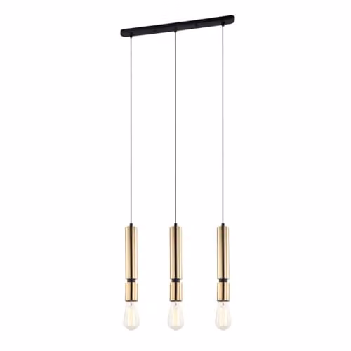 Italux PEN-5041-3-BKBR Modern Cylinder Pendant Lamp in Black and Gold/Brass with 3 x E27 Sockets