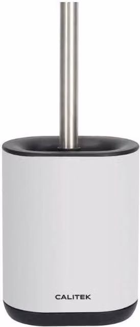 Calitek White Toilet Brush with Flexible Silicone Bristles and Non-Slip Stainless Steel Handle