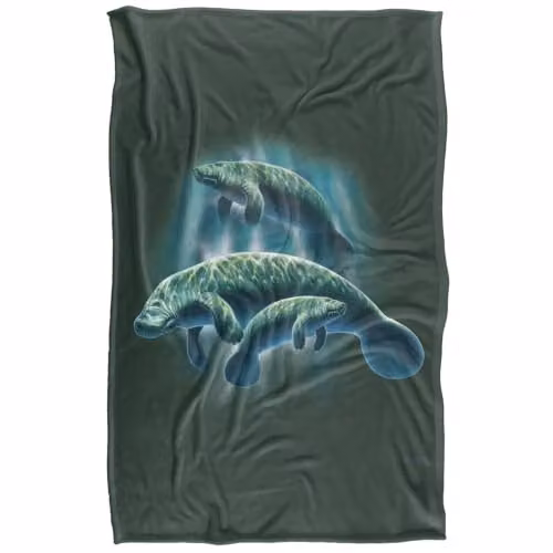 JQ Licensing Manatees Silky Touch Super Soft Fleece Throw Blanket, Multicolour, W/D/H: 91 x 147 cm
