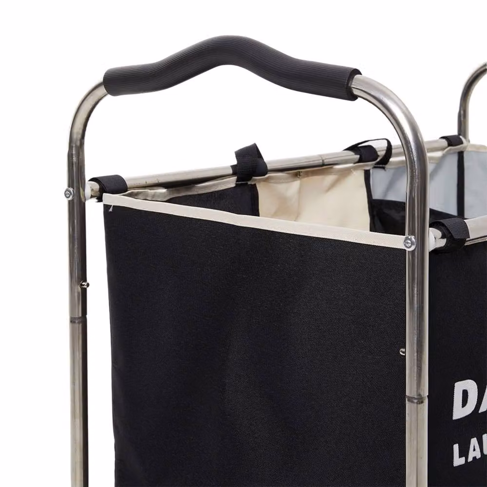 Garden Sanctuary 240L 3-Section Fabric Laundry Basket on Wheels in Grey – 5