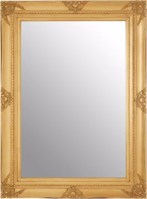 Orsina Antique Baroque Rectangular Wall Mirror with Floral Wood Frame in Gold, Silver or Black