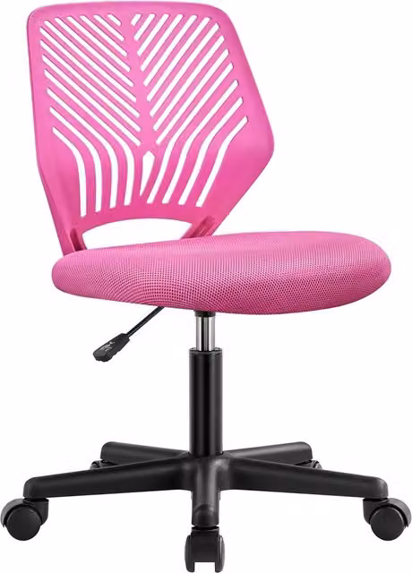 Yaheetech Modern Ergonomic Armless Office Chair in Red and Pink Fabric
