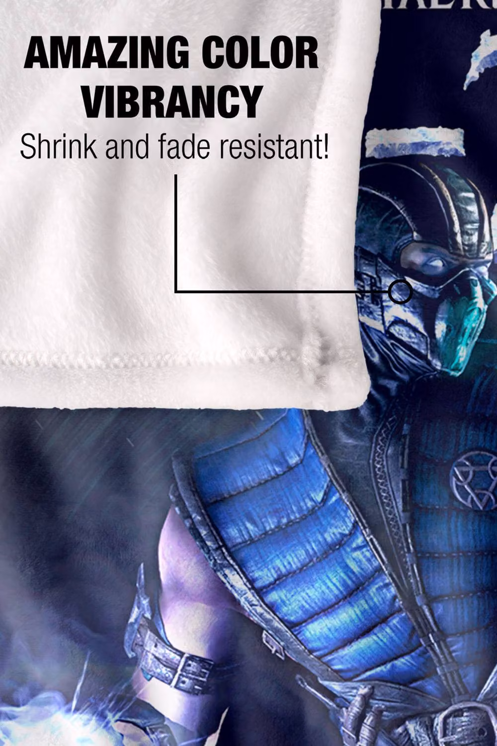 Warner Bros. Mortal Kombat Subzero Extra Large Fluffy Polyester Throw Blanket in Blue and Multicolour – 5