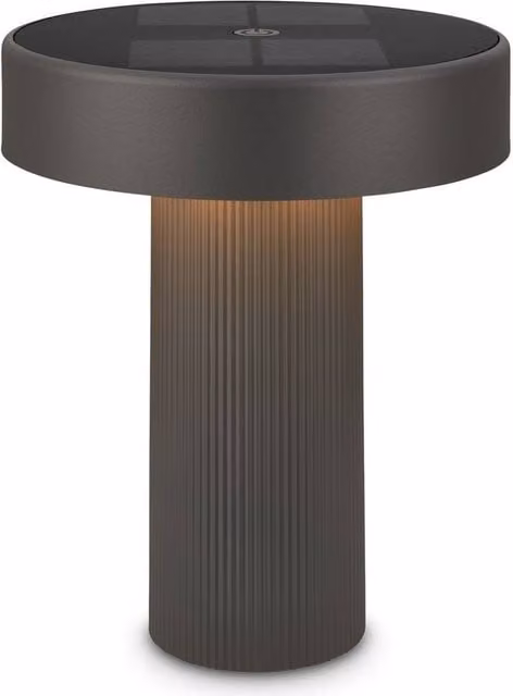 Briloner Poga Rechargeable LED Solar Table Lamp, Dimmable Night Light, Black/Grey, H 20 cm x W 16 cm x D 16 cm – 1