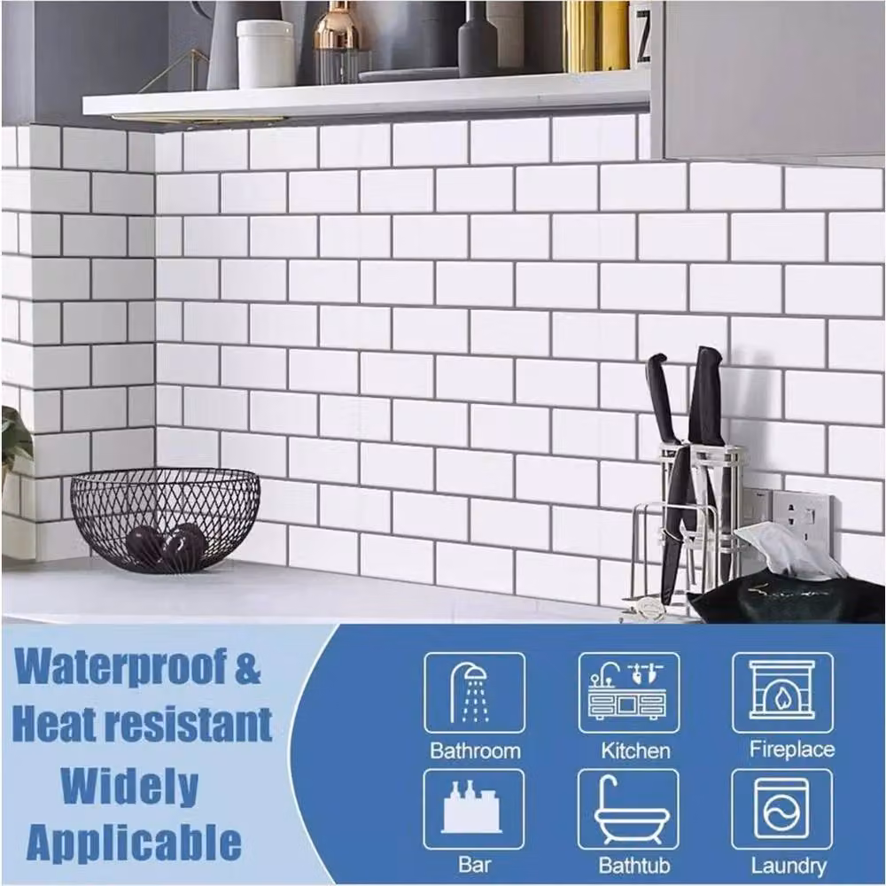 PAWNORA White Marble Look Glossy Wall Sticker Metro Tile, 20 Pack – 2