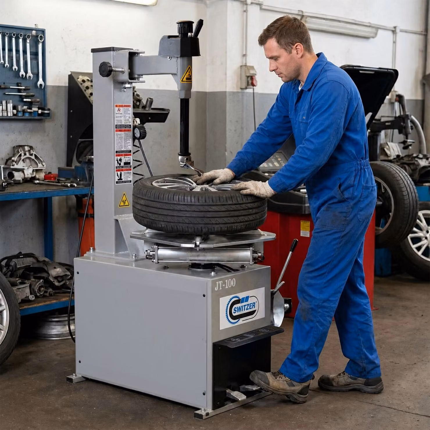 SwitZer Pneumatic Tyre Changer Machine for 10-20 Inch Wheels, Grey – 2