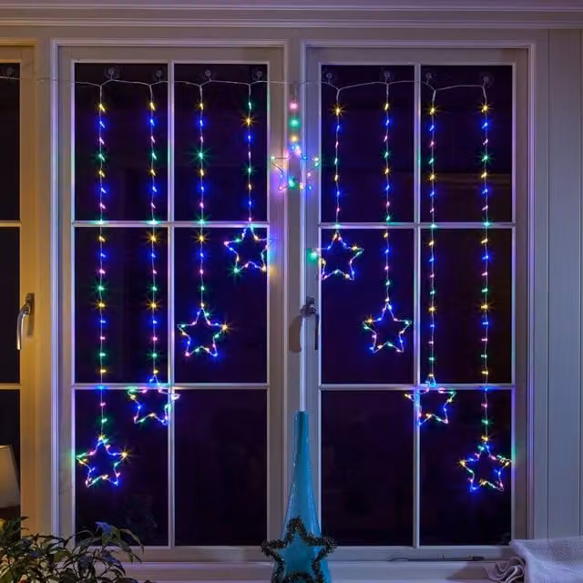 mysmartbuy Star LED Curtain Lights in Multicolour for Christmas Decoration, Length: 120 cm