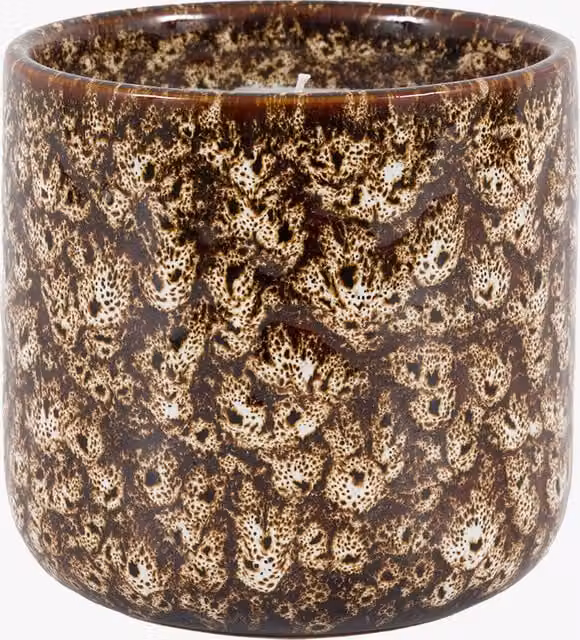 Perch & Parrow Zera Brown Ceramic Reactive Glaze Round Tabletop Candle