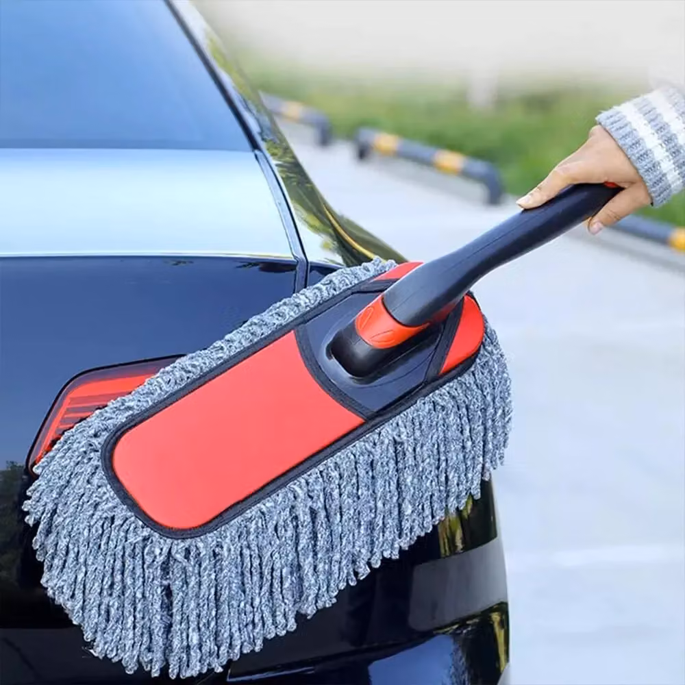 Hinsinc Red Microfibre Car Wash Brush with Telescopic Handle – 3