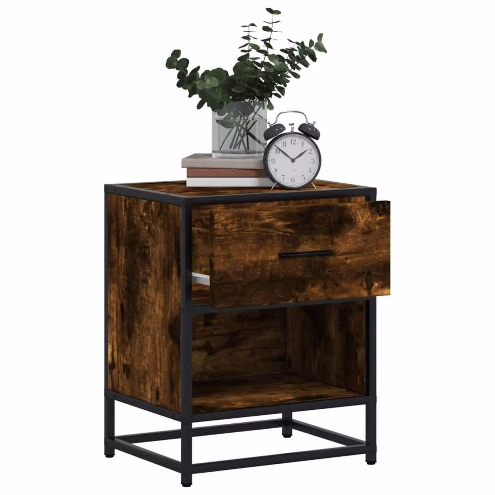 Berkfield Home Decorative Bedside Cabinets, 2 Piece Set in Smoked Oak Brown, W/D/H: 40 x 31 x 50 cm – 4