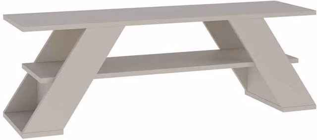 CALICOSY Modern Wall Mounted TV Stand with 3 Shelves in Beige, W/D/H: 120 x 40 x 33.5 cm – 1
