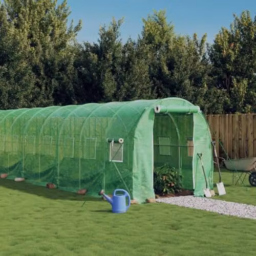 vidaXL Green Walk-in Greenhouse with Steel Frame and Plastic Cover, W/D/H: 200 x 200 x 200 cm – 2