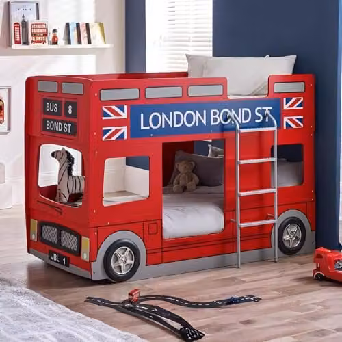 Julian Bowen London Bus Bunk Bed, Red, H136 x W108 x D200 cm – 1