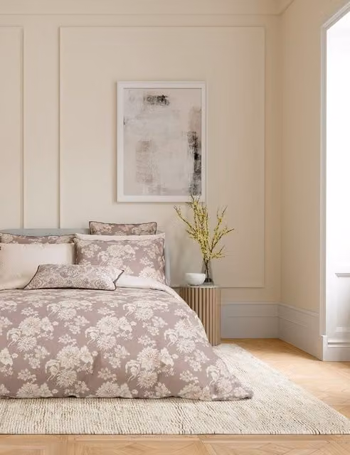 Bedeck of Belfast Kassi Reversible Floral Cotton Percale Bedding Set, Light Pink Mix, W: 140 cm, L: 200 cm