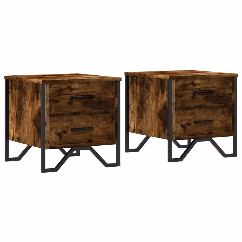 Berkfield Home Set of 2 Modern Bedside Cabinets in Smoked Oak Brown, W/D/H: 40 x 41 x 40 cm – 2