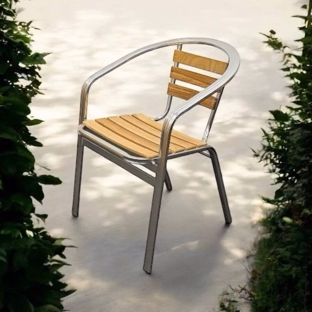 PAWNORA Aluminium Bistro Chair in Brown with Ash Finish – 3