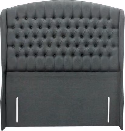 ASC Duchess Grand Lux Grey Velvet Chesterfield Fabric Floor Standing Headboard - 3ft Single