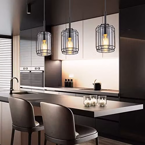 Netlighting Globo Lighting Industrial Bar Pendant Light with Smoked Glass and Black Metal, 3x E27, Height: 120 cm – 2