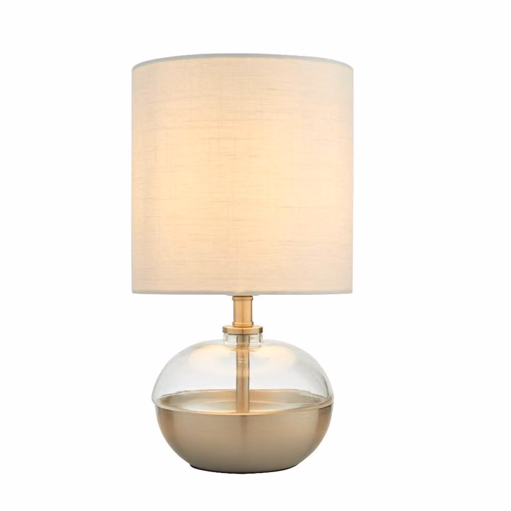 Pagazzi Lighting Emmy Table Lamp in Silver with Clear Glass and White Fabric Shade – 2