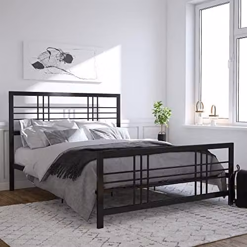 DHP Furniture Burbank Industrial Metal Double Bed in Black