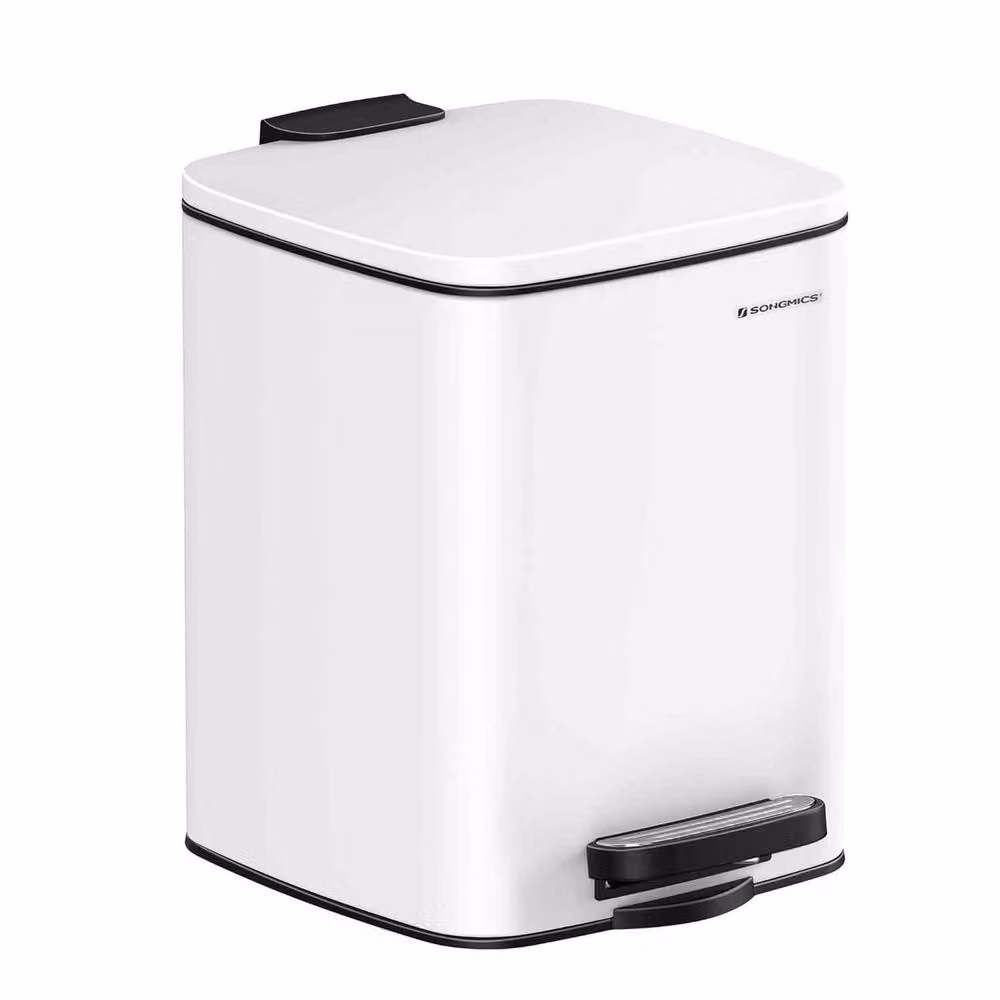 The Bazaarist White Steel Pedal Kitchen Waste Bin with Soft Close and Removable Inner Bucket – 2