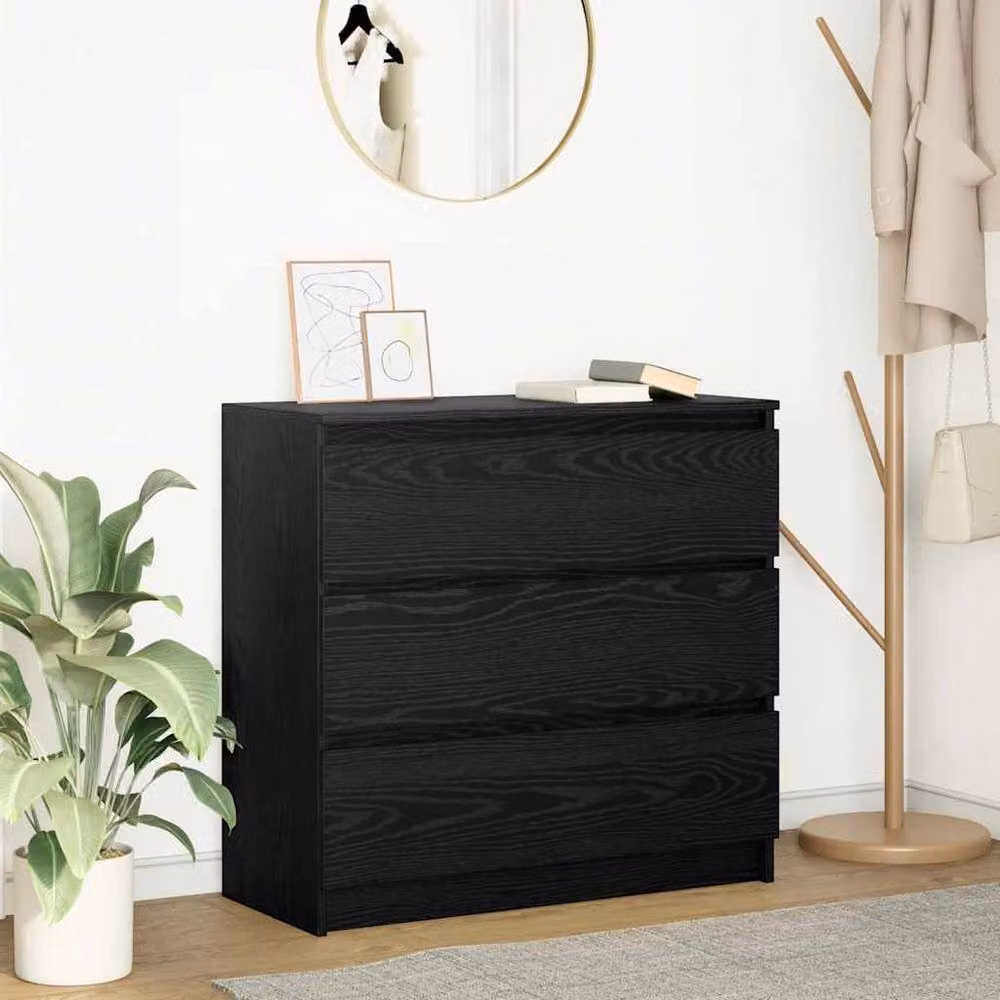 Berkfield Home Black Oak Sideboard, W/D/H: 80 x 35 x 76 cm – 2