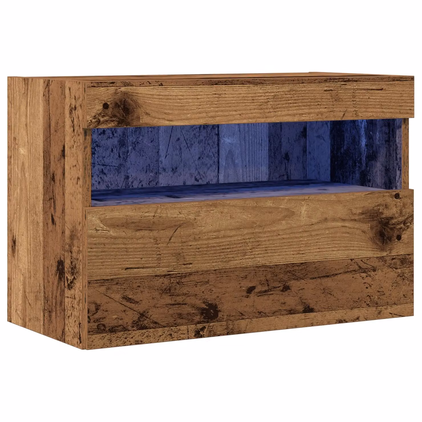 Berkfield Home Wall Mounted TV Cabinet with LED Lighting in Brown Rustic Wood, W/D/H: 60 x 30 x 40 cm – 1