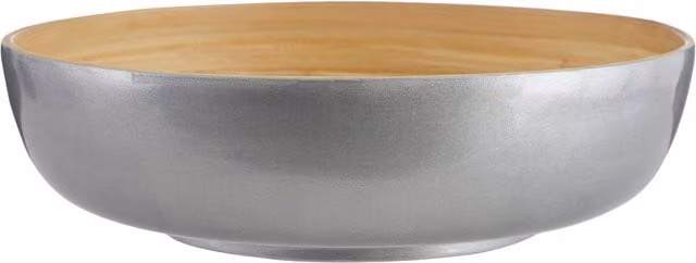 Maison by Premier Kyoto Silver Salad Bowl with Raised Edges and Bamboo Details