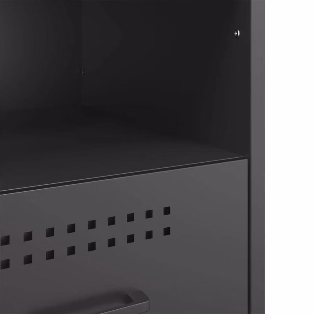 Berkfield Home Set of 2 Sturdy Metal Bedside Cabinets in Black, W/D/H: 36 x 39 x 50.5 cm – 4