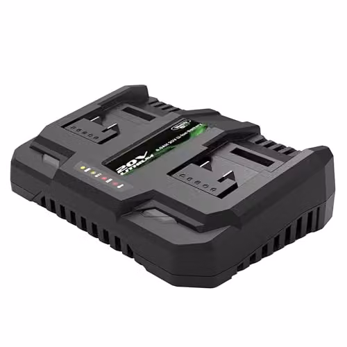 Webb 20V Cordless 2.4A Fast Dual Port Li-ion Mains Battery Charger, Black