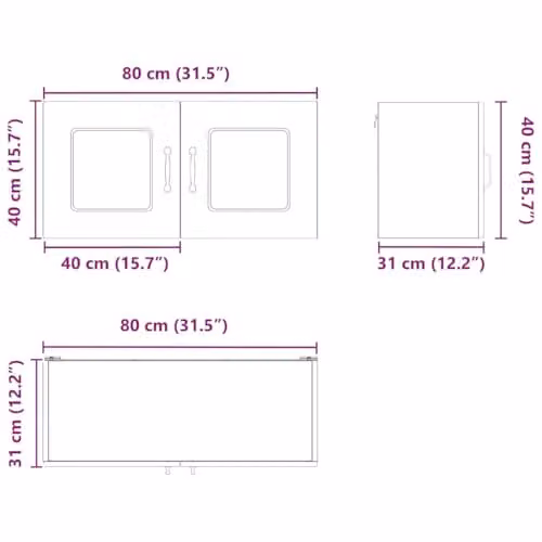 vidaXL Modern White Wall-Mounted Kitchen Wall Unit with Internal Shelves, W/D/H: 80 x 40 x 40 cm