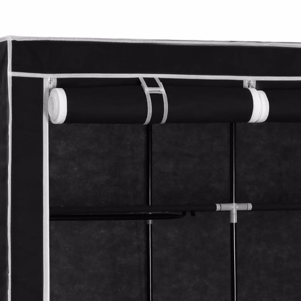 Berkfield Home Black Fabric Wardrobe with Roll Shutter, Compartments and Hanging Rod, W/D/H: 150 x 45 x 175 cm – 4