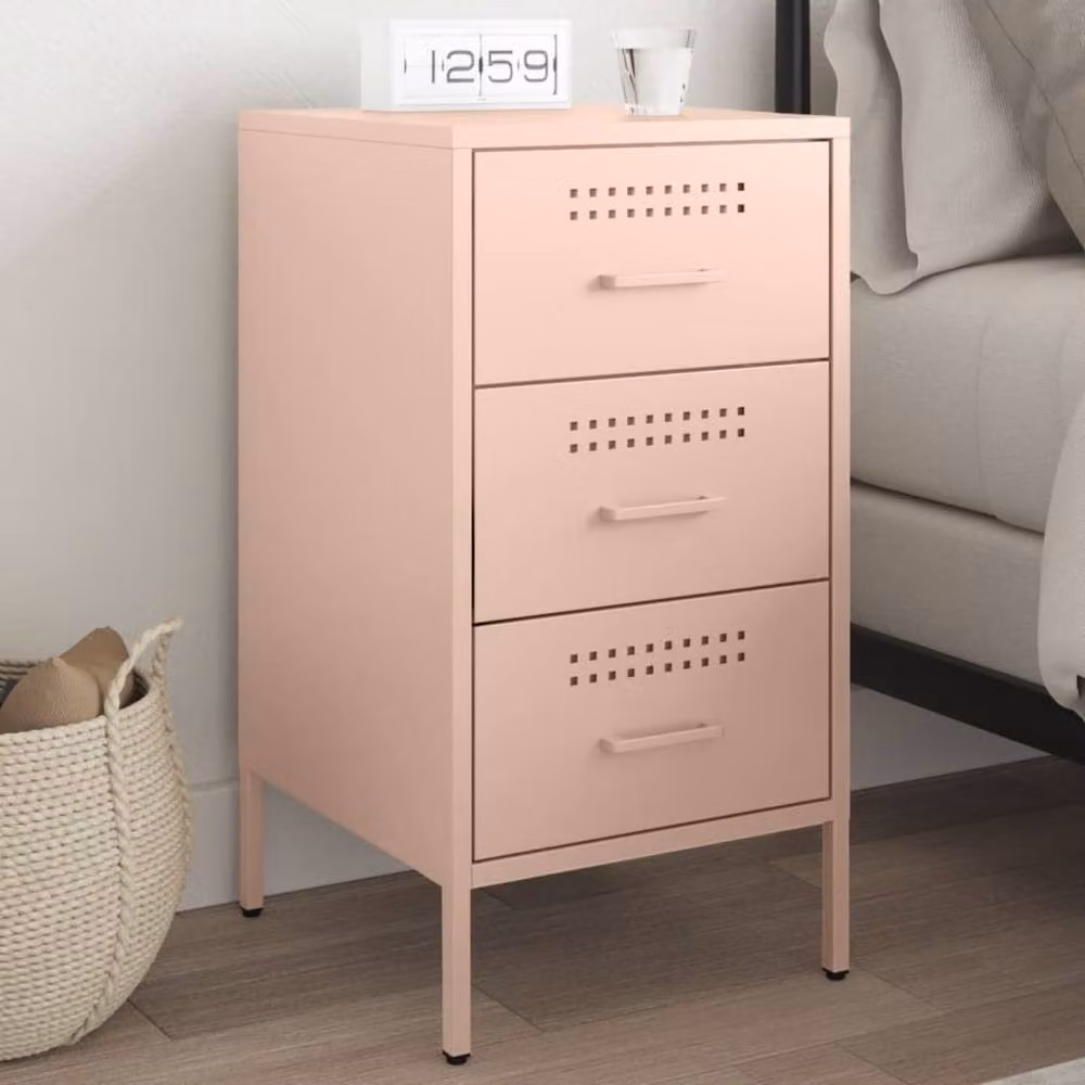 Berkfield Home Pink Metal Bedside Cabinet W/D/H: 36 x 39 x 68 cm – 2
