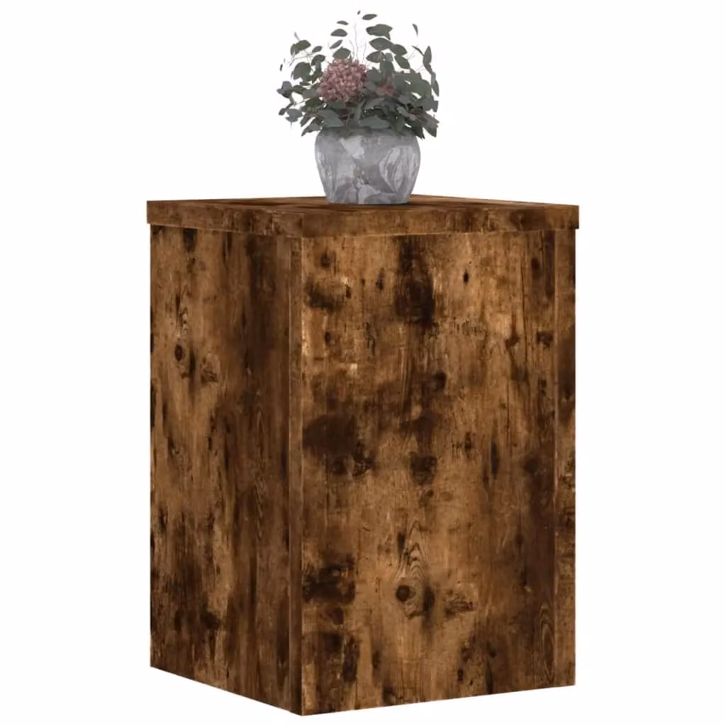 Berkfield Home Set of 2 Modern Plant Stands in Smoked Oak Brown, W/D/H: 25 x 25 x 35 cm – 3