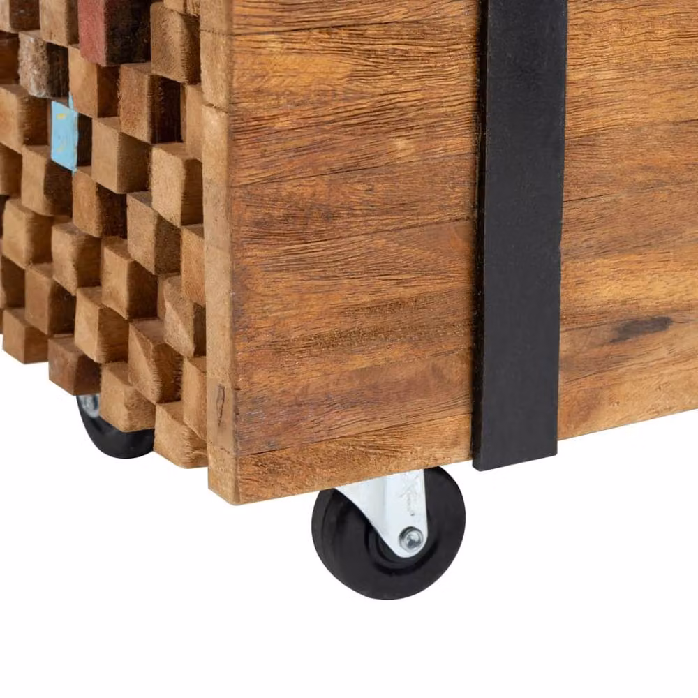 Berkfield Home Solid Teak Wood TV Stand in Brown, W/D/H: 110 x 30 x 32.5 cm – 4