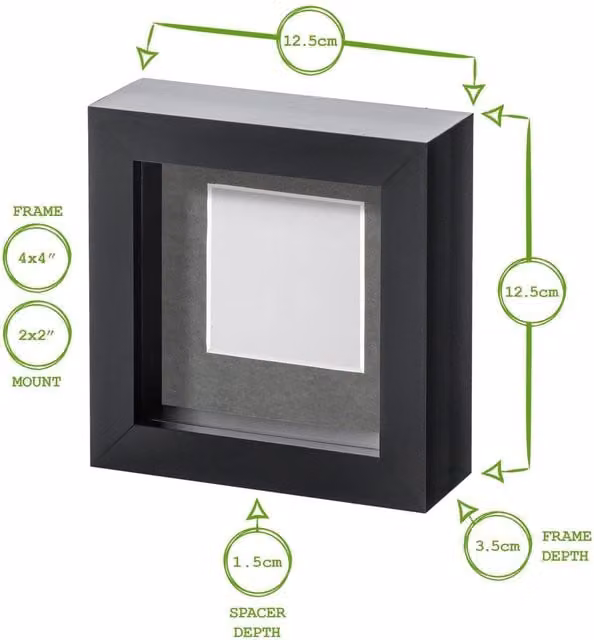 Nicola Spring Pack of 5 White 3D Box Photo Frames with 2 x 2 inch Mount, W/H: 10.16 x 10.16 cm