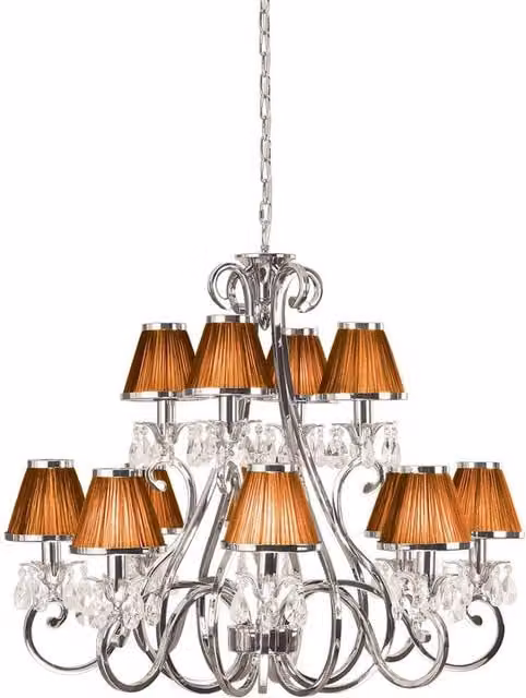 Interiors 1900 Oksana 12 Light Multi Arm Chandelier in Silver and Grey with Crystal and Metal Details, E14