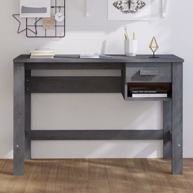 Berkfield HAMAR Writing Desk in Dark Grey Solid Wood Pine, W/D/H: 110 x 40 x 75 cm