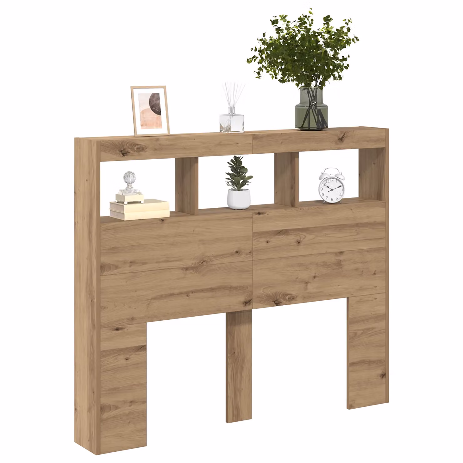 Berkfield Home Artisan Oak Headboard in Brown with Integrated Shelf and USB Charging Port, W/D/H: 120 x 17 x 102 cm – 2