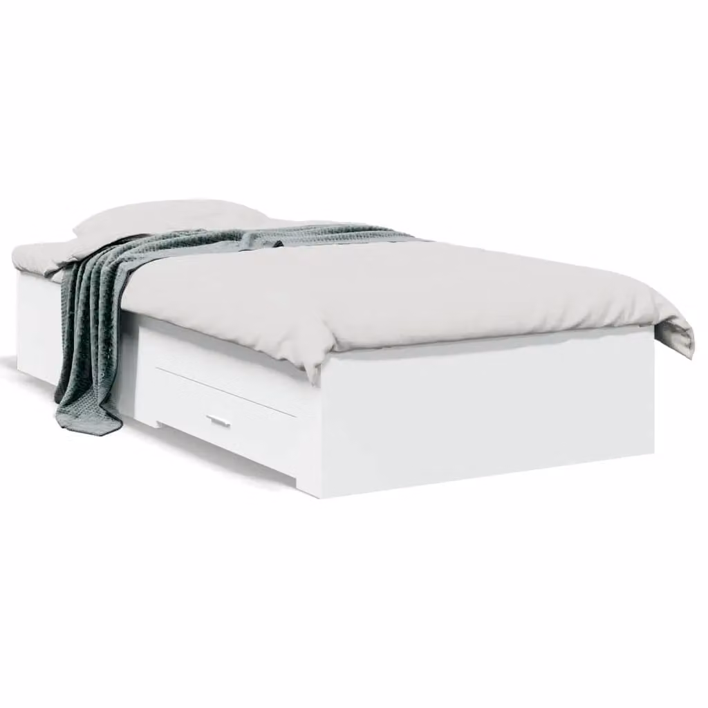 Berkfield Home Modern Bed Frame with Drawers, White, W/D/H: 100 x 200 cm – 2