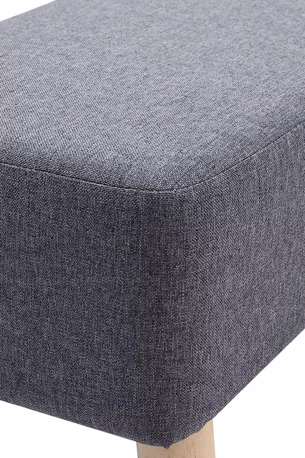 Garden Sanctuary Rectangular Upholstered Linen Shoe Changing Bench with Rubberwood Legs in Grey – 3