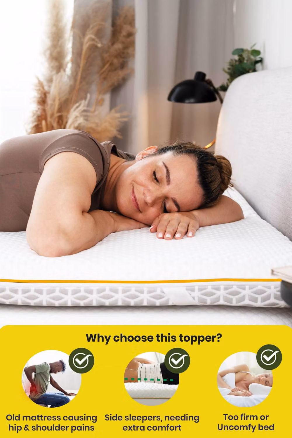 Brightr Sleep Aurora 2 in 1 Medium/Firm Mattress Topper in White, EU Single – 5