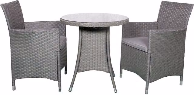 Royalcraft Nevada 3 Piece Round Bistro Set in Grey and Brown