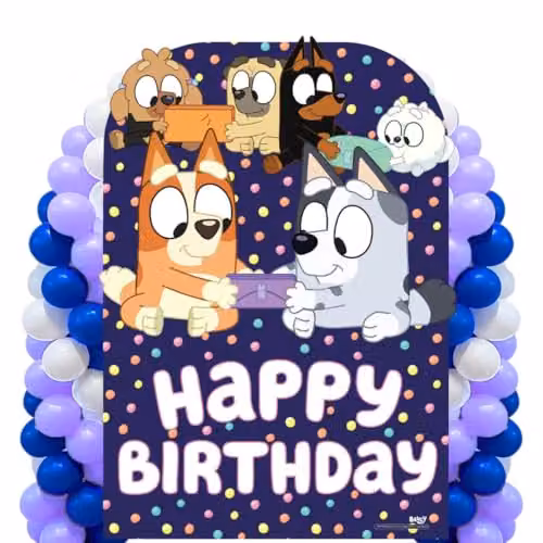 Star Cutouts SC4571 Bluey & Friends Happy Birthday Backdrop, Multicolour Party Decor, Width: 132 cm