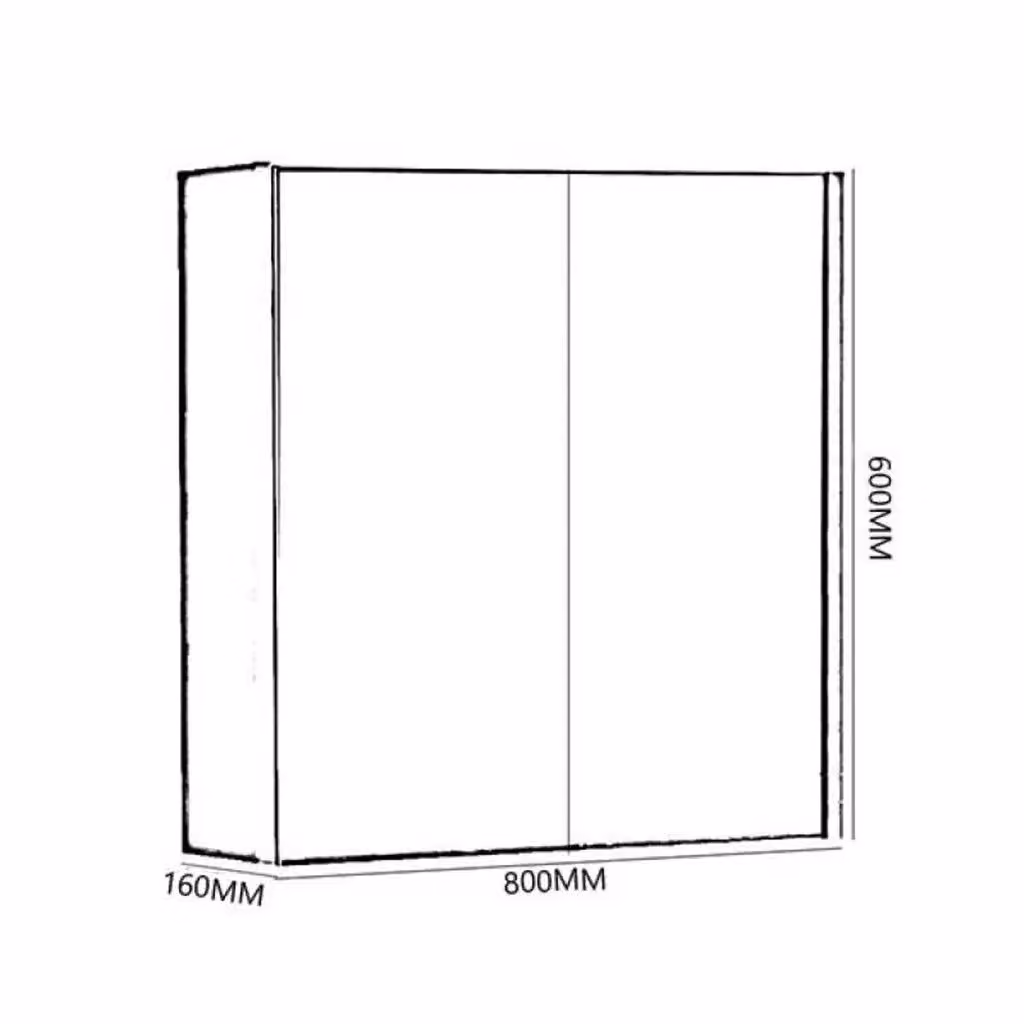 Clifton Basalt Grey 2 Door Bathroom Mirror Cabinet with Soft Close Hinged Doors and Internal Shelves, W: 80 cm, H: 60 cm, D: 16 cm – 3