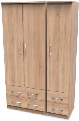 Avon Modern Brown 3 Door 4 Drawer Triple Wardrobe